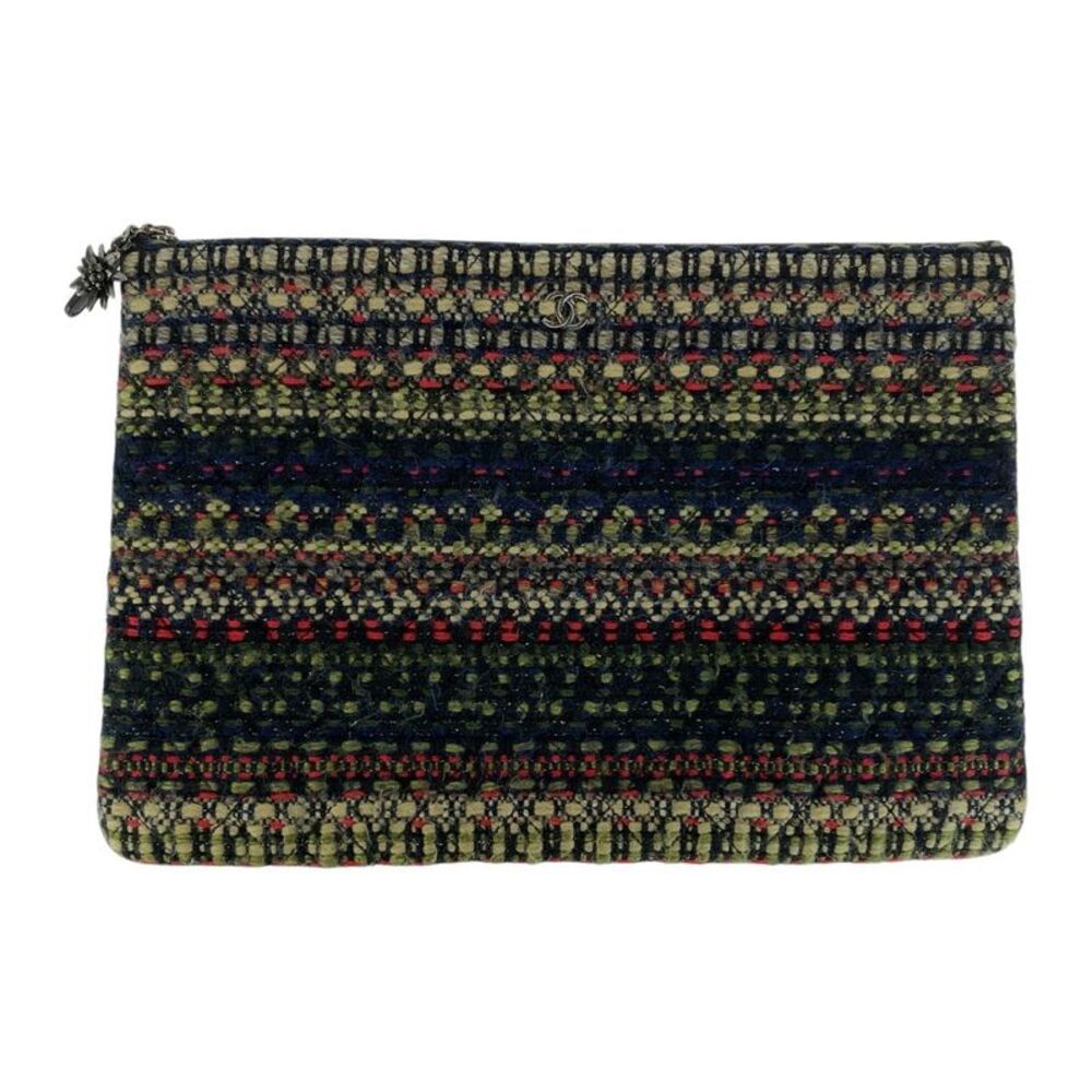 Chanel Tweed Multicolor Coco Mark Clutch Bag